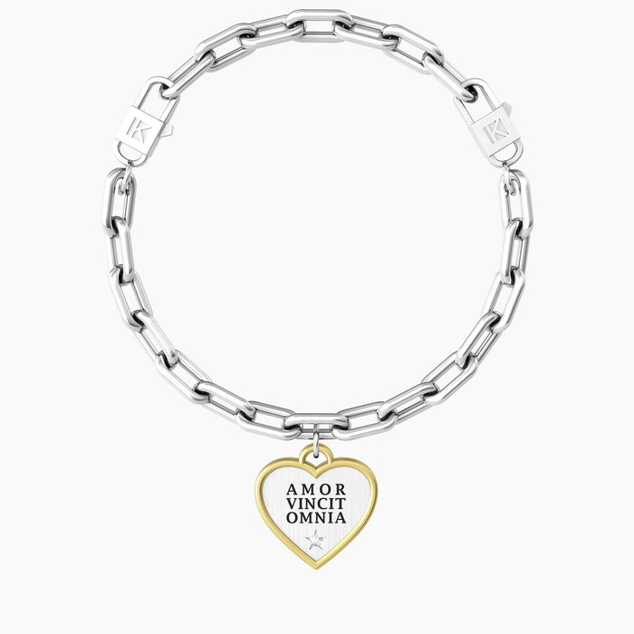 Coppia di bracciali con catena e frase Amor vincit omnia