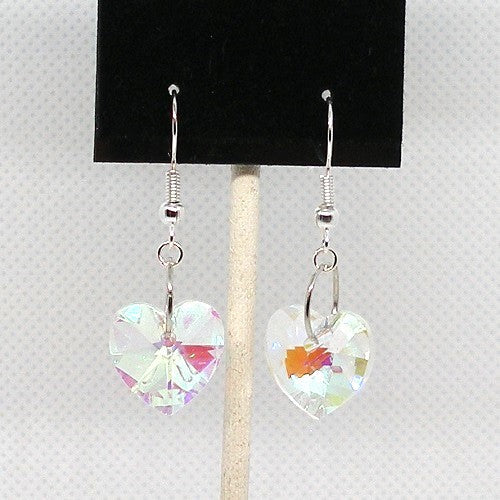 Crystal Hearts Dangle Earrings