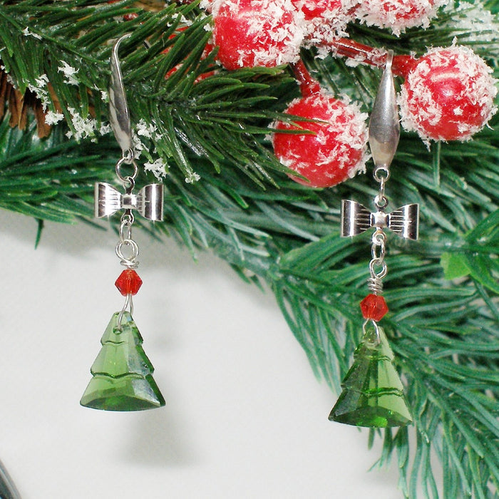 Crystal Holiday Tree Earrings