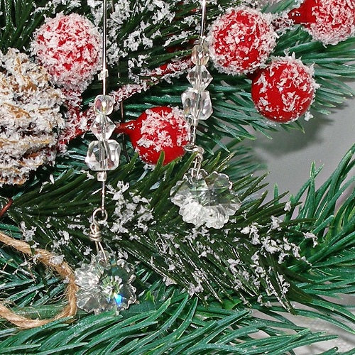 Crystal Snowflake Drop Earrings