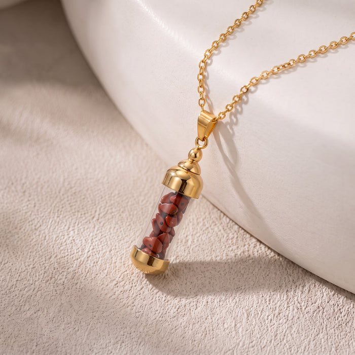 Dreamy, unique, and filled with a little touch of magic, the Crystal Wish Necklace is made for someone who loves meaningful jewelry with a playful gemstone-inspired look. Featuring a slim transparent capsule filled with colorful crystal-style gravel, this necklace adds a delicate pop of color while keeping the overall design clean, modern, and easy to wear.