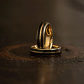 "Dionysis" Ancient Bog Oak Womens Tungsten Carbide Ring- Yellow Gold - 5mm