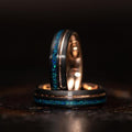 "Dionysis" Womens Tungsten Carbide Ring- Rose Gold X Blue Opal- 5mm-Rings By Lux