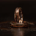 "Dionysis" Womens Tungsten Carbide Ring- Smoked Rose Gold X Rasta Opal- 5mm-Rings By Lux