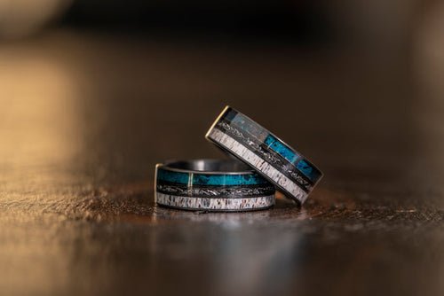 "Dionysus" Antler x Oxidized Copper x Meteorite- Black 8mm