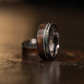 "Dionysus"  Hawaiian Koa Wood x  Abalone x Guitar String Ring- Gunmetal Tungsten