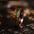 "Dionysus"  Koa Wood x Opal Rose Gold Tungsten Ring 6mm/8mm