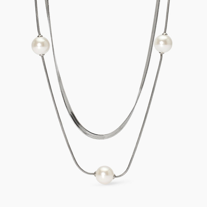 Collana doppia catena con perle conchiglia