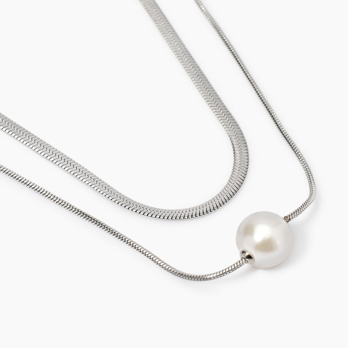 Collana doppia catena con perle conchiglia