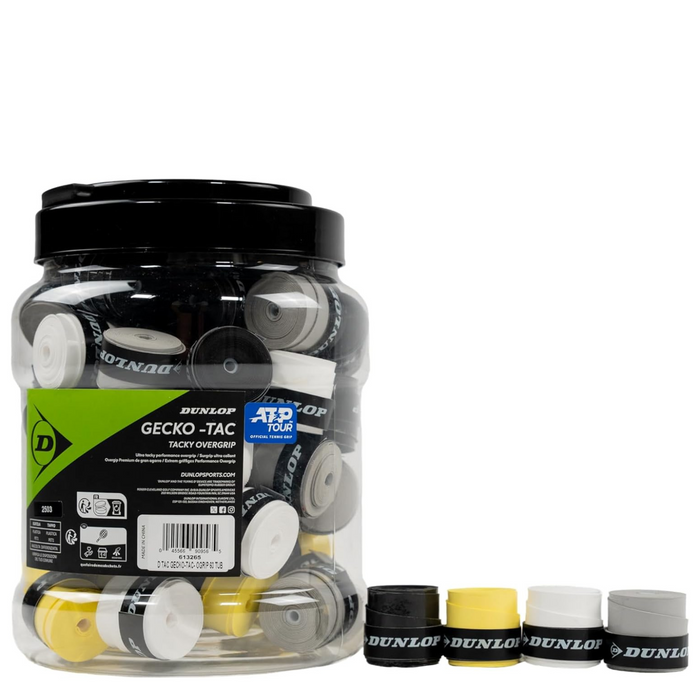 Dunlop Gecko-Tac Overgrip Mixed  60 Grip Tub - Assorted Colors