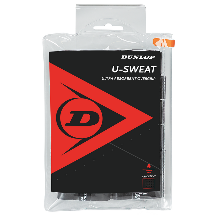 Dunlop U Sweat Overgrip, 12 Pack - Black