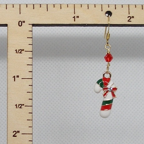 Enameled Candy Cane  Earrings
