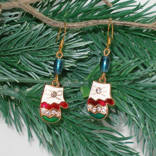 Enameled Mitten Earrings