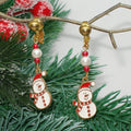 Enameled Snowman Clip on Earrings