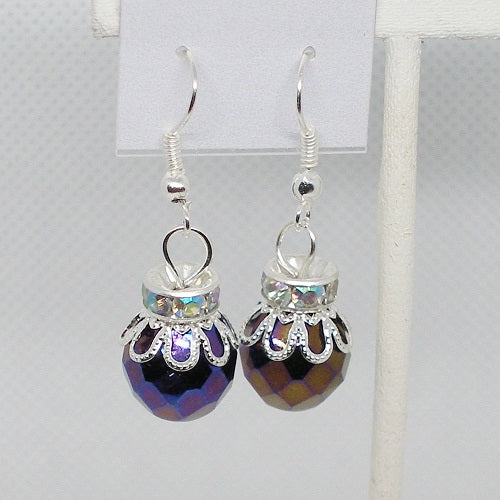 Faceted Glass Christmas Ornament Earrings