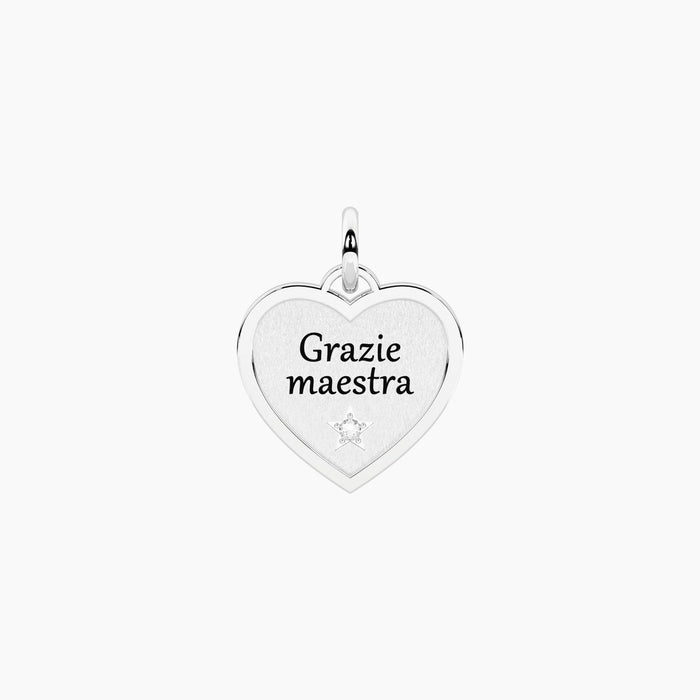 Ciondolo cuore con scritta GRAZIE MAESTRA