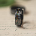 "Fire Root"  Rasta Opal x Brushed Hammered Tungsten Carbide- Black
