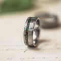 "Fire Root"  Rasta Opal x Brushed Hammered Tungsten Carbide- Silver