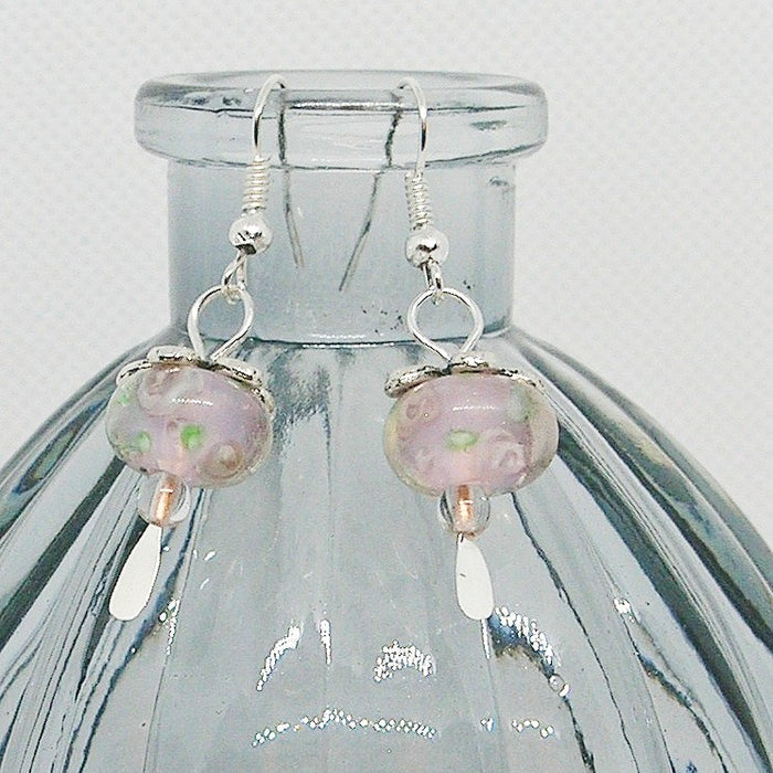 Floral Glass Dangle Earrings