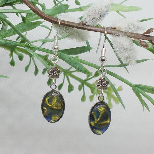 Floral Polish Dangle Earrings