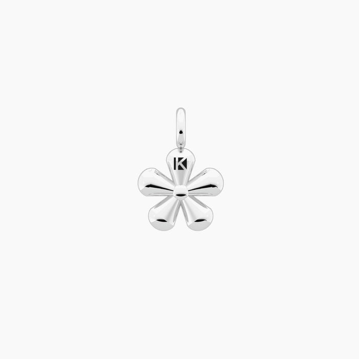 Ciondolo fiore in acciaio e cristalli