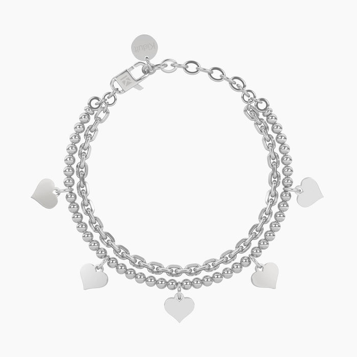 Bracciale catena forzatina e sfere con cuore