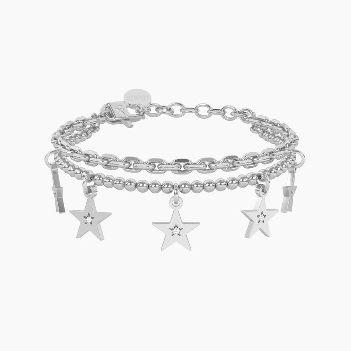 Bracciale catena forzatina e sfere con stella