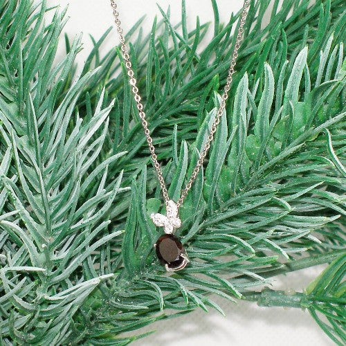 Garnet Butterfly Pendant Necklace
