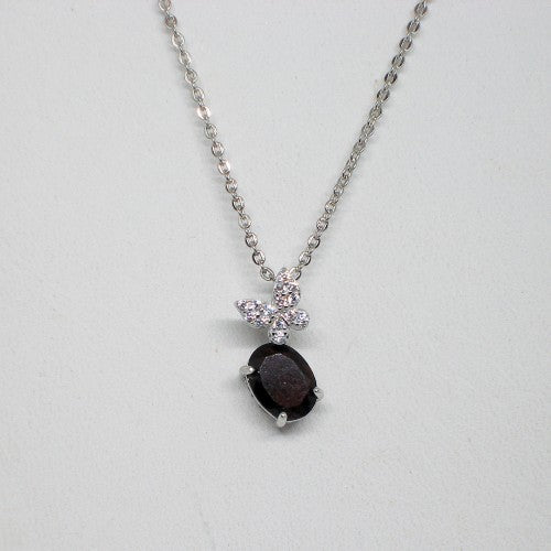 Garnet Butterfly Pendant Necklace