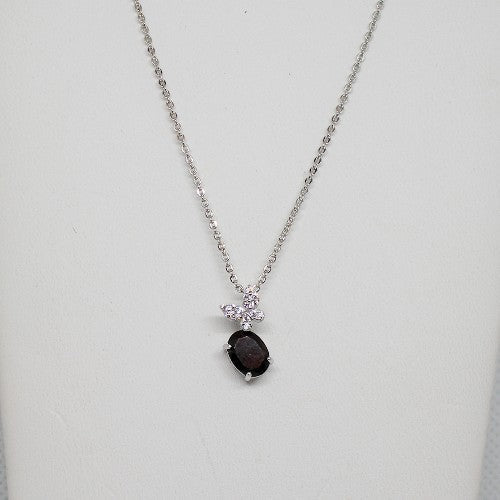 Garnet Butterfly Pendant Necklace