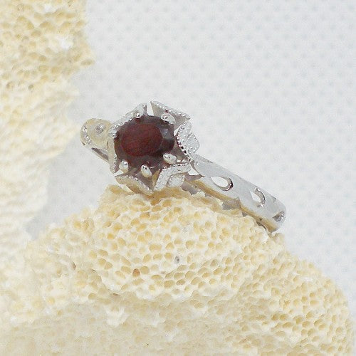 Garnet Solitaire Ring