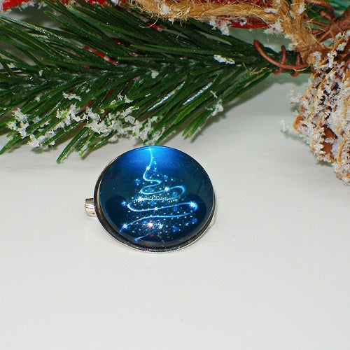 Glass Cabochon Christmas Tree Pins