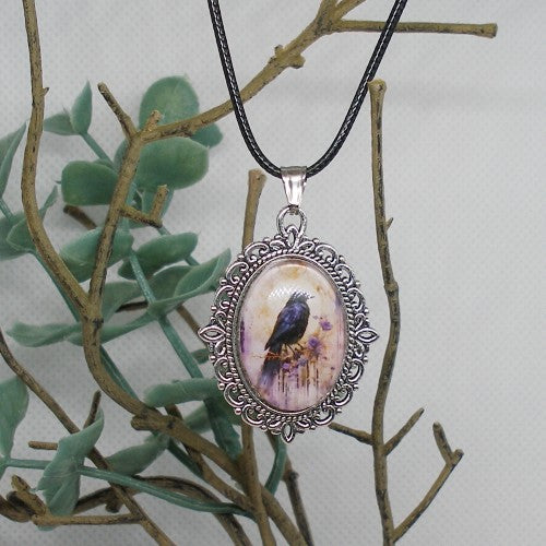 Glass Raven Necklace