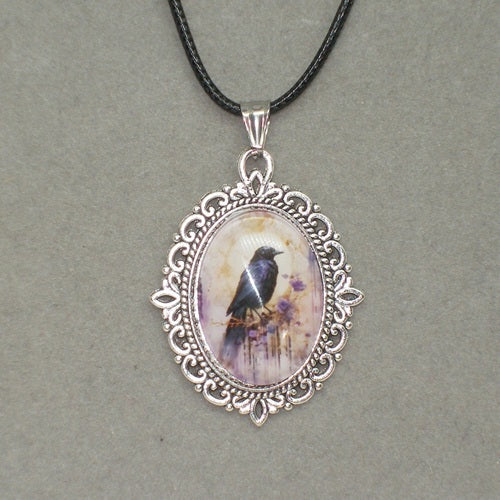 Glass Raven Necklace