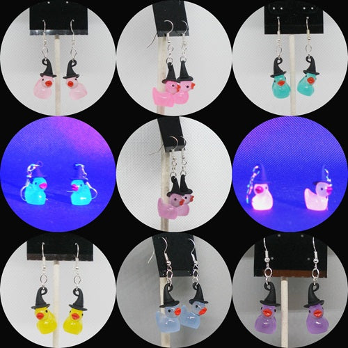 Glow in the Dark Ducky Dangle Earrings