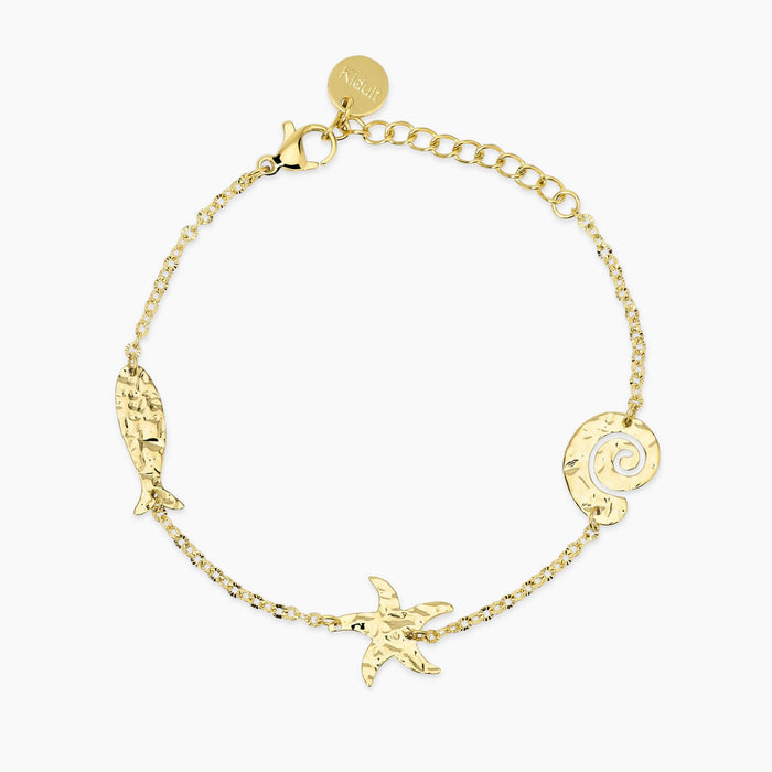 Bracciale dorato con elementi marini