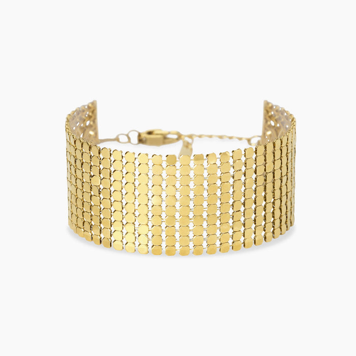 Bracciale dorato con catena disco
