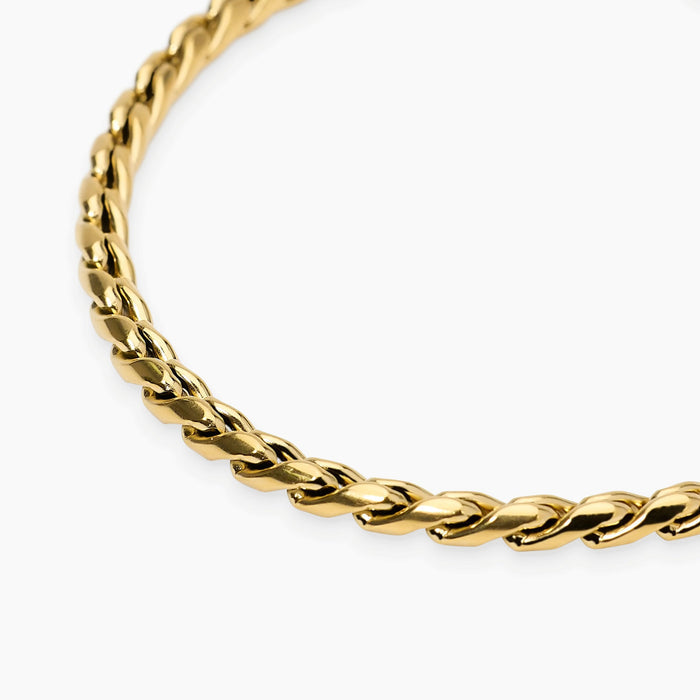 Bracciale in acciaio dorato con catena cardano