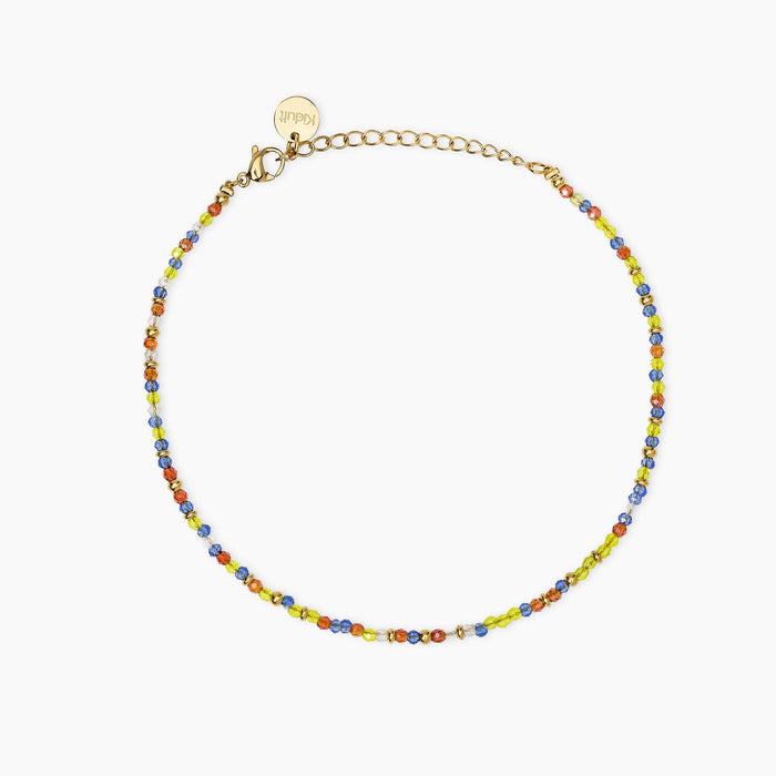 Cavigliera dorata con inserti multicolor