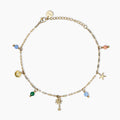 Cavigliera in acciaio dorato con charms estivi