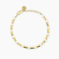 Bracciale dorato con elementi bambù e perle