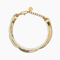 Bracciale catene e perle conchiglia in acciaio dorato