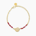 Bracciale dorato con diaspro corallo e conchiglia