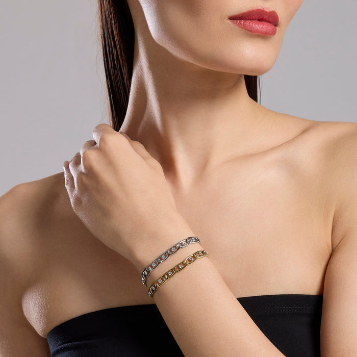 Bracciale dorato con catena groumette e cristalli