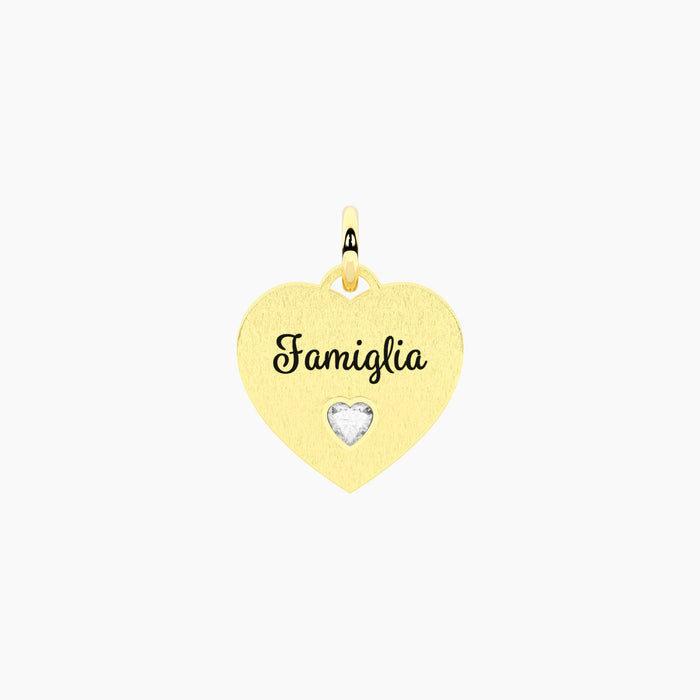 Ciondolo dorato con scritta Famiglia