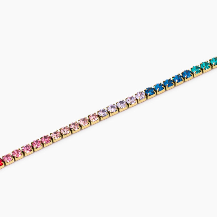 Bracciale tennis dorato multicolor