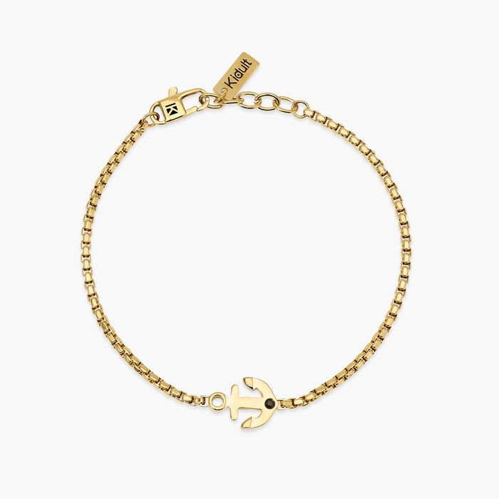 Bracciale in acciaio dorato con ancora
