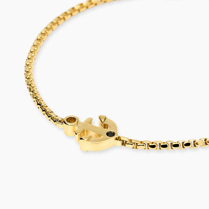 Bracciale in acciaio dorato con ancora