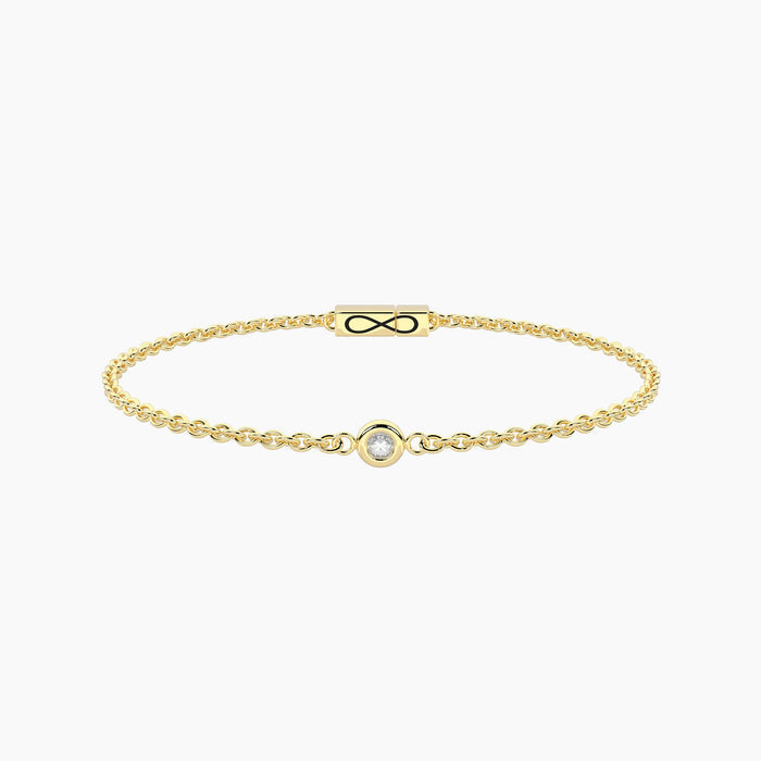 Bracciale infinity in acciaio dorato con diamante lab-grown