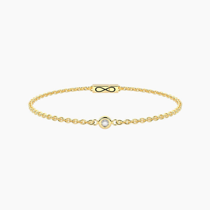 Bracciale infinity in acciaio dorato con diamante lab-grown